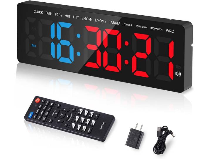 Minuterie de gymnastique à grand écran LED, horloge murale, intervalle de gymnastique, compte à rebours et chronomètre, minuterie numérique pour le fitness à la maison, 3.5