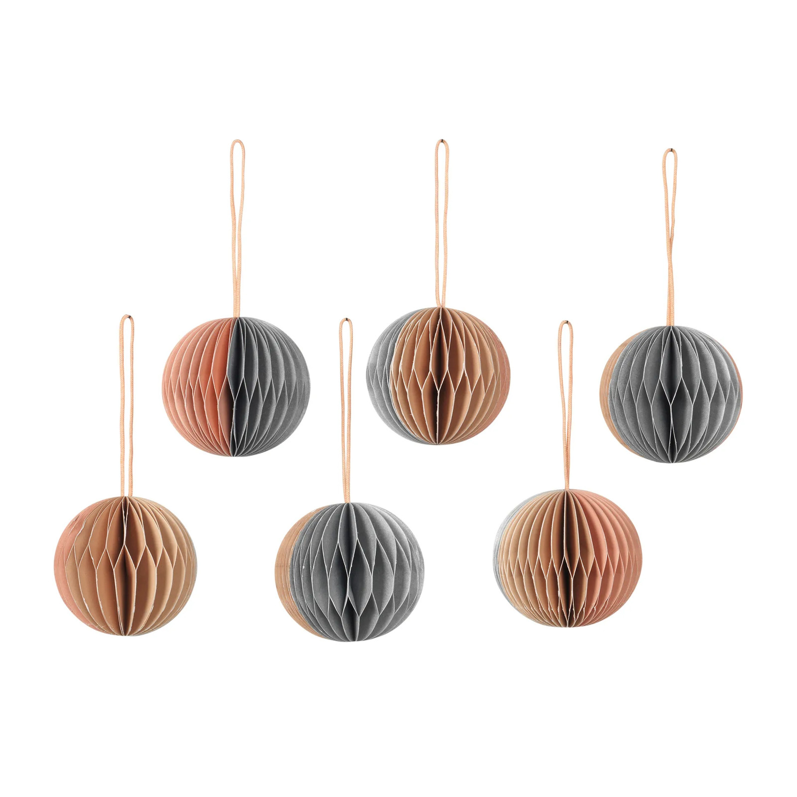 Broste Copenhagen Kerstbal Honeycomb Ø5 cm 6-delig Multi/beige