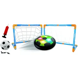 Lexibook AeroFoot - Beleuchtete Hovercraft-Fussballscheibe aus Schaumstoff mit 2 Toren (Multilingual, 1 - 5 Spieler)