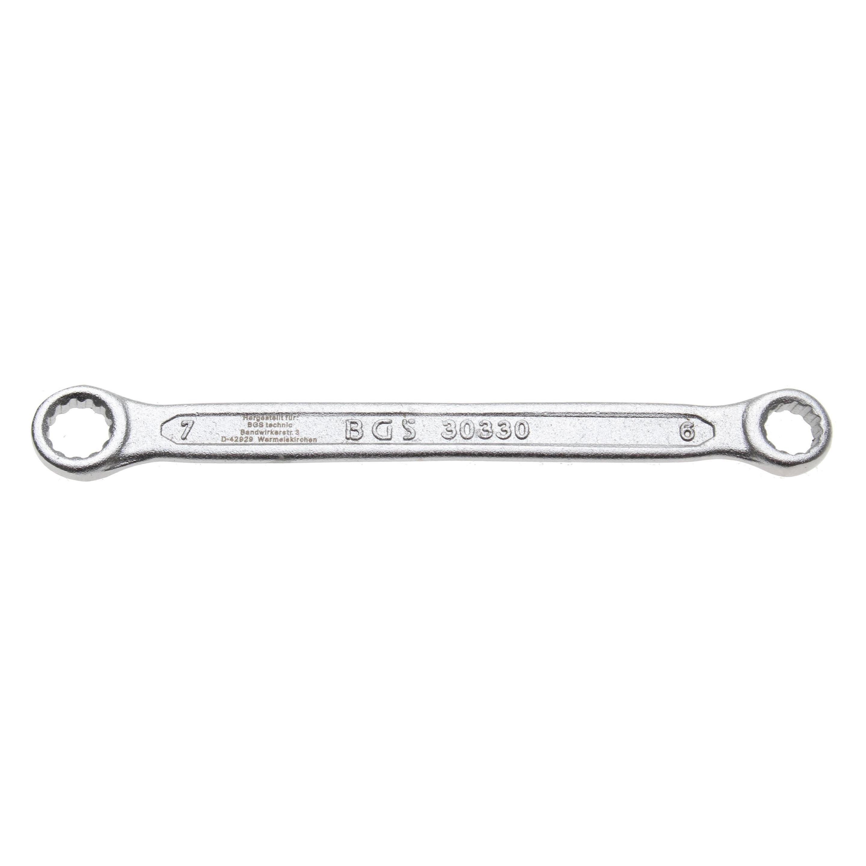 BGS Doppel-Ringschlüssel extra flach SW 6 x 7 mm (6 mm, 7 mm) (30330)