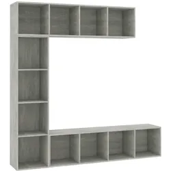 vidaXL 3-tlg. Bücher-/TV-Schrank Set Betongrau 180x30x180 cm