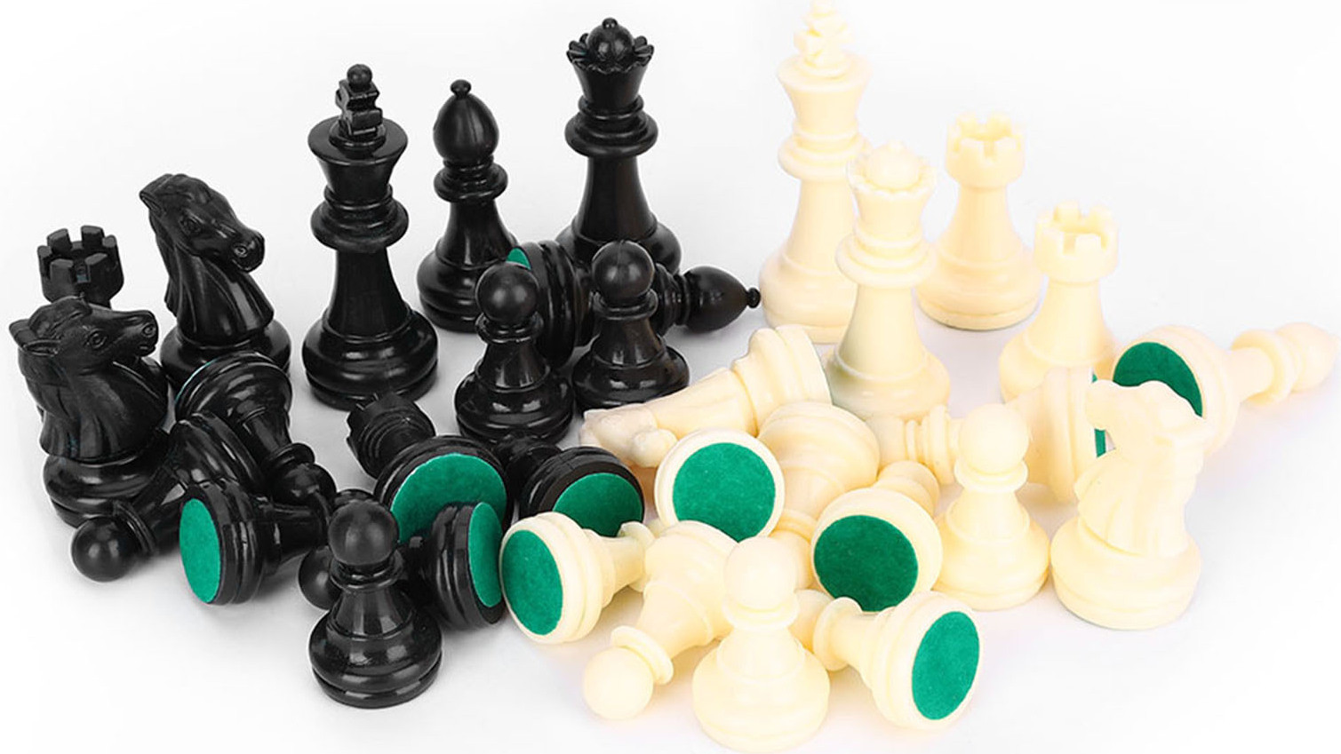 Cocosity Schaakset van plastic, Internationale schaakstukken, zwart/wit, Maat M