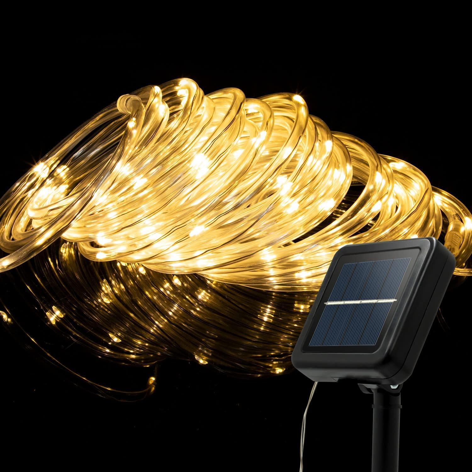 Dripio Zonne-energie lichtslinger met 100 warm witte LED's, 10 meter, waterdicht