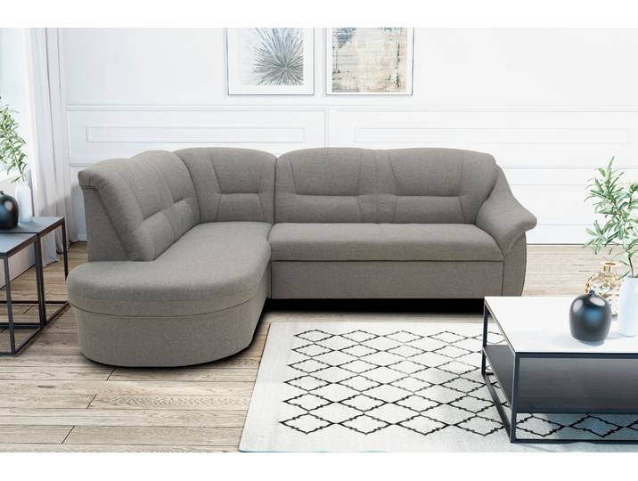 Ecksofa, Polyester, Hellgrau 232×176 cm, Ottomane Links, Klassisch, Domo-Collection
