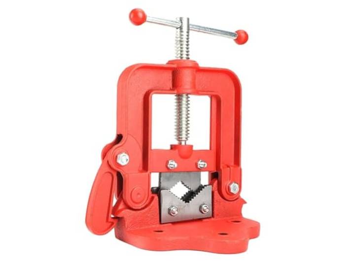 Robuster Rohrschraubstock Spannwerkzeug Für Rohrinstallationen Und Gewindeschneidarbeiten, Bügel-Rohrschraubstock Für Die Werkbank, Geschmiedetes Gusseisen Schraubstock(4Inch)