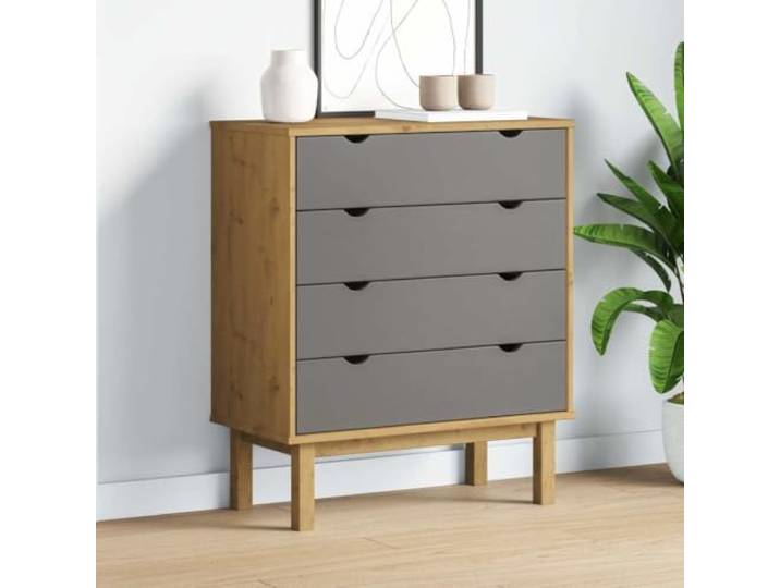 KFPOERTFGD Schubladenschrank OTTA Kiefernholz Kommode mit 4 Schubladen 76,5x39,5x90 cm Sideboard für Schlafzimmer Flur