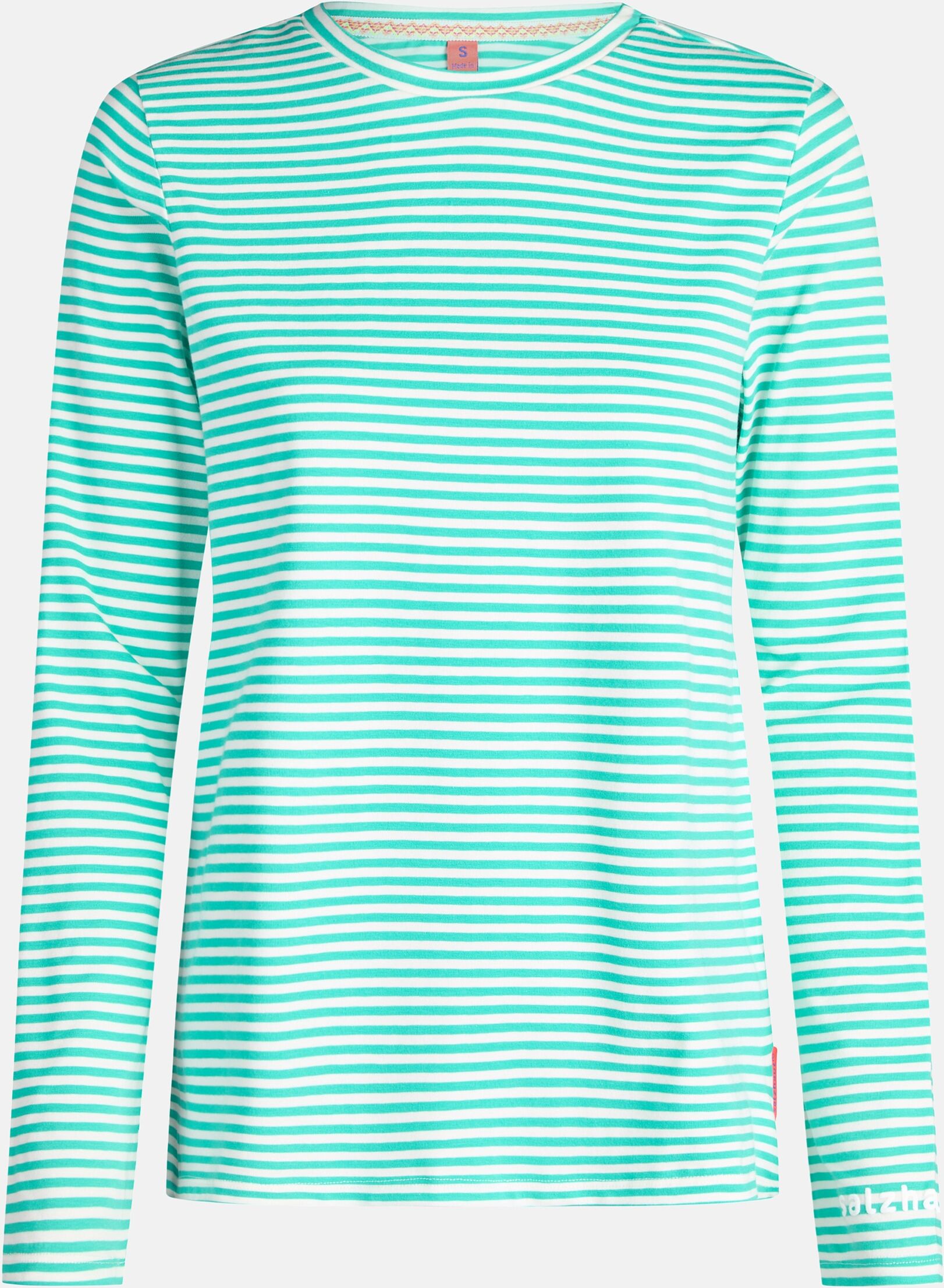 Langarmshirt SALZHAUT "Longsleeve ACHTERN", Damen, Gr. L, blau (sanftes weiß, lagoon), Obermaterial: 95% Baumwolle CO. 5% Polyester PES., Shirts Langarmshirt