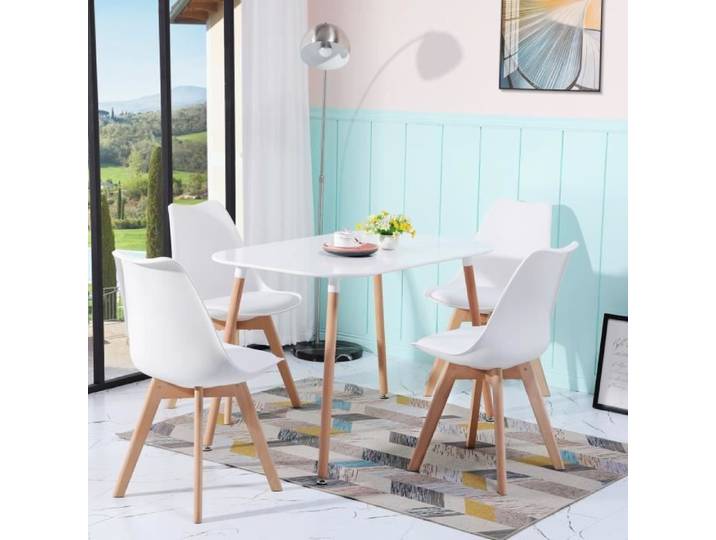 DORAFAIR Lot de 4 Chaises Design scandinave Blanc
