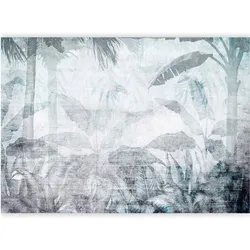 Artgeist, Tapete, Fototapete - Vanishing jungle - landscape of exotic nature in blue tones (450 x 315 cm)