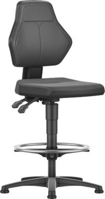 Arbeitsdrehstuhl Allrounder, o. Armlehnen, Permanentkontakt, m. Gleitern, PU-Polster, schwarz