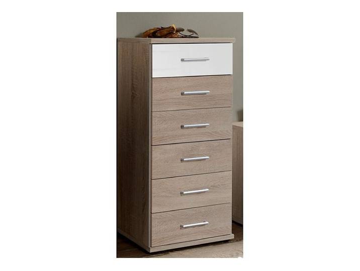 Schubkastenkommode WIMEX Greven , weiss (struktureichefarben hell, weiß hochglanz), B:46cm H:103cm T:40cm, Sideboards, Schubkastenkommode