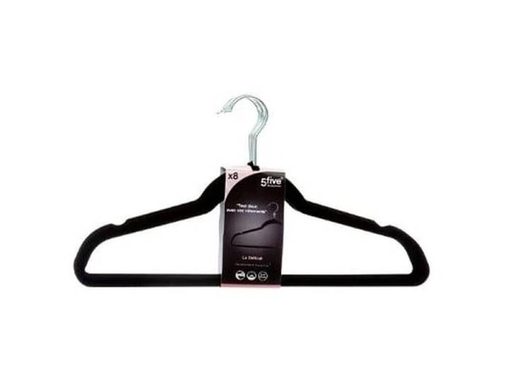 5five Velours hanger set - Zwart, 8 stuks