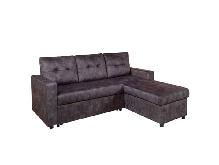 Ecksofa APARTMENT - grau - Samt - Bettfunktion inkl. Stauraum Nosagfederung Liegefläche 172 x 133 cm, 3 Kissen inklusive, Bettkasten integriert, pflegeleicht