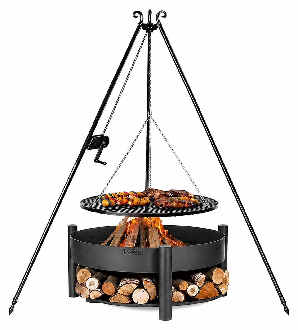 CookKing Schwenkgrill Set Montana 4 mit Feuerschale, Dreibein und Grillrost
