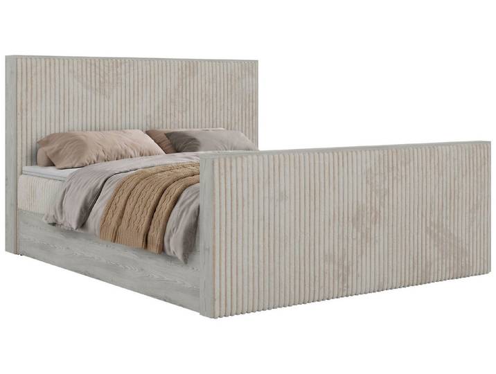 MKS MÖBEL Boxbett NORDIC DUO (Boxspringbett, Packung, Set, Multipocket-Matratze H3/H4, Frontblende, gepolstertes Kopfteil), Doppelbett, Frontblende, Möbelplattenelementen
