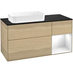 Villeroy & Boch Waschbeckenunterschrank Finion F28, Eckig Oak Veneer, 1200x603x501mm, mit Beleuchtung und SoftClosing
