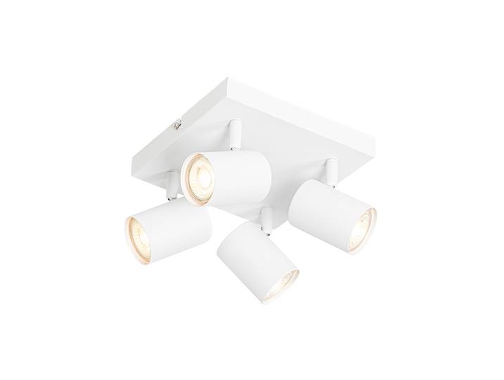 Plafonnier moderne blanc 4 lumières carré réglable - Jeana