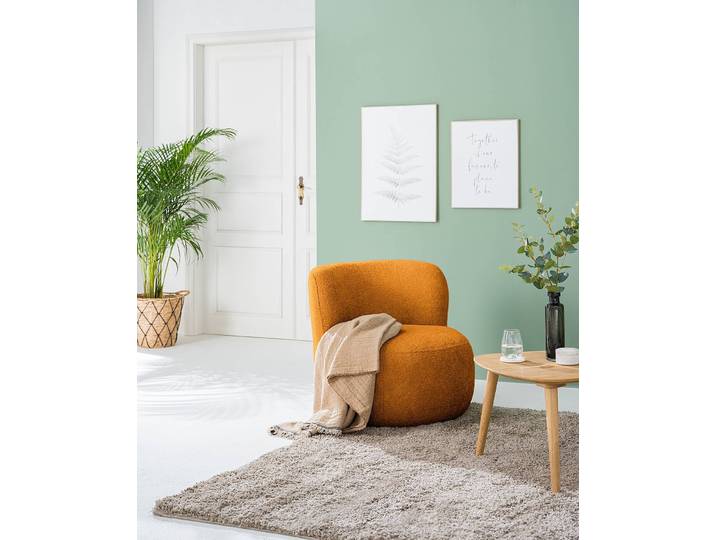 Sessel LOVELOCK Gelb/Senfgelb Bouclé Stoff Cady 78 x 75 x 84cm