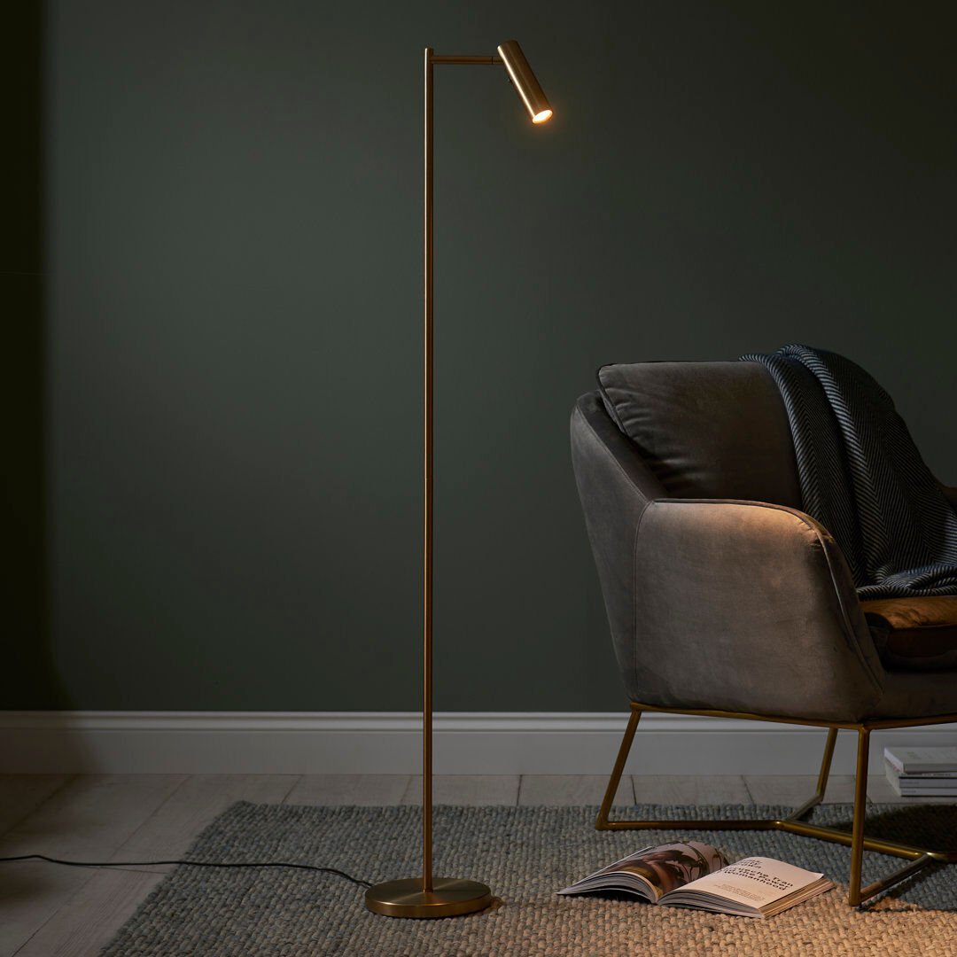 Latitude Run Rossleigh 125 H cm Task Floor Lamp Warm Brass Plate 125cm H X 29cm D