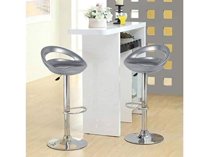 Barhocker 2er Set aus ABS Kunststoff, drehbar Barhocker in Höhe verstellbar von 55 bis 75 cm, Barhocker Küche für Terrasse Bar Wohnzimmer Frühstück (2, Grau)