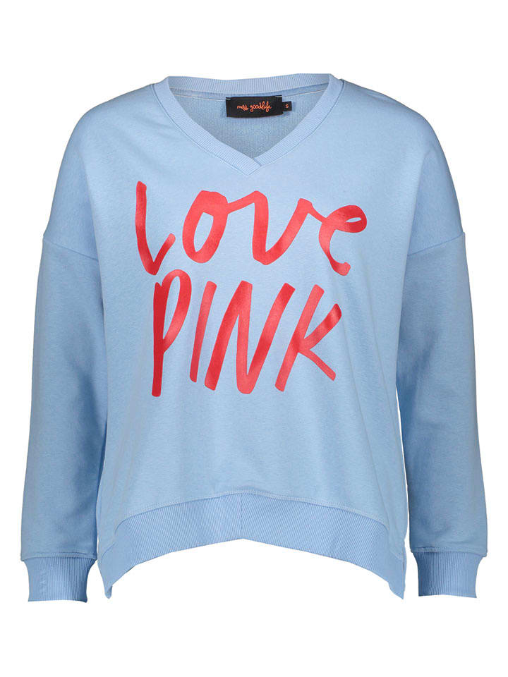 miss goodlife Sweatshirt "Love Pink" in Hellblau - S