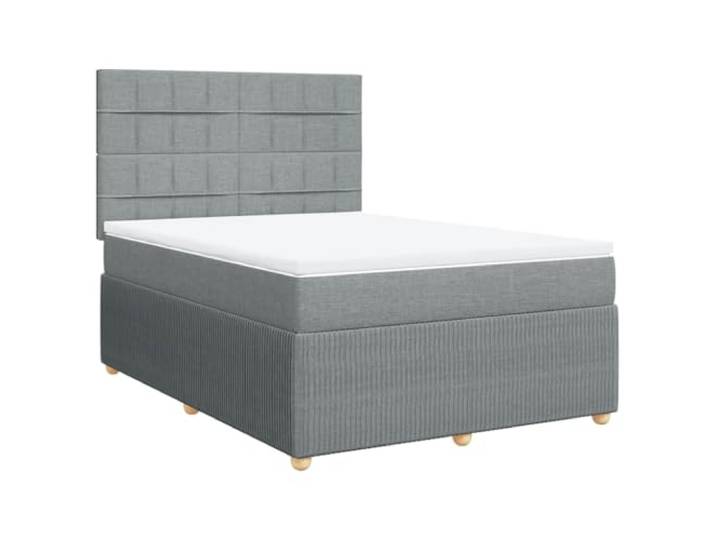 PUGYNBK Boxspringbett, 140 x 190 cm, Hellgrau Verstellbares Kopfteil, Taschenfederkerne, waschbarer Matratzenschoner, Lattenrost