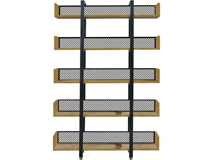 Regal mit 5 offenen Fächer - Farbe: natur/schwarz - Material: MDF - 59