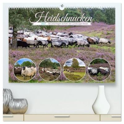 Heidschnucken, die prächtigen Schafe der Lüneburger Heide (hochwertiger Premium Wandkalender 2027 DIN A2 quer), Kunstdruck in Hochglanz