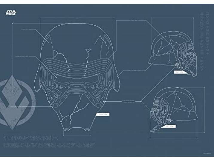 Komar Star Wars EP9 Blueprint Kylo Helmet – Taille : 70 x 50 cm Tableau mural (sans cadre)