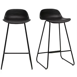Design-Barhocker schwarz H65 cm (2er-Satz) ELLA