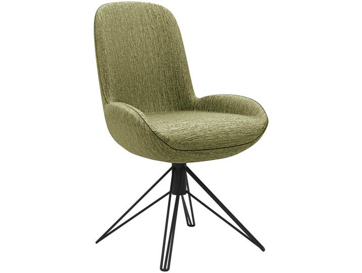 Musterring Stuhl, Grün, Rundrohr, Haarnadel, 55x90x62 cm, Lederauswahl, Stoffauswahl, Typenauswahl, Sitzfläche 360° drehbar, automatische Rückholfunktion, Esszimmer, Stühle, Esszimmerstühle, Vierfußstühle