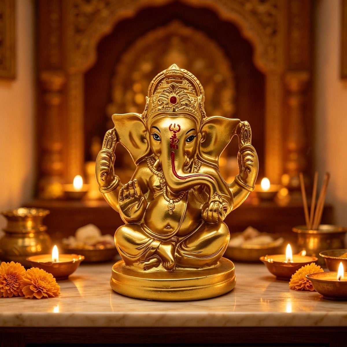 Merkloos Ganesha Beeld voor Pooja en Decoratie voor volwassenen