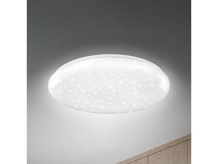 Briloner LED-Deckenleuchte Bright Sky, weiß, 51 W, Sternenhimmel dimmbar, weiß / opal, für Wohn- / Esszimmer, Kunststoff, Modern, Deckenlampe