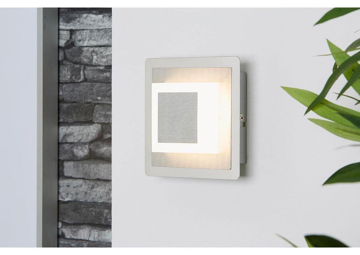 Briloner LED-wandlamp vierkant aluminium-chroom