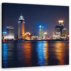WANDBILD städte und architektur blau