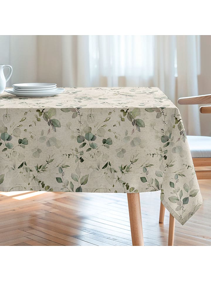 mint Deco Tischdecke "Natural Suria" in Creme/ Grün - 155x100 cm