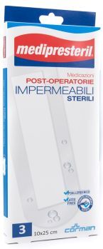 CORMAN SpA Medipresteril Medicazione Post Operatoria Ipermeabile Sterile - 10x25cm - 3 Pezzi