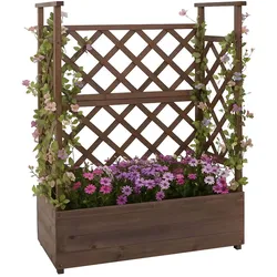 PROREGAL Hochbeet | HxBxT 114x85x44cm | Pflanz-/Blumenkasten Pflanzkübel Rankgitter Rankhilfe Spalier Holz FSC® | Braun