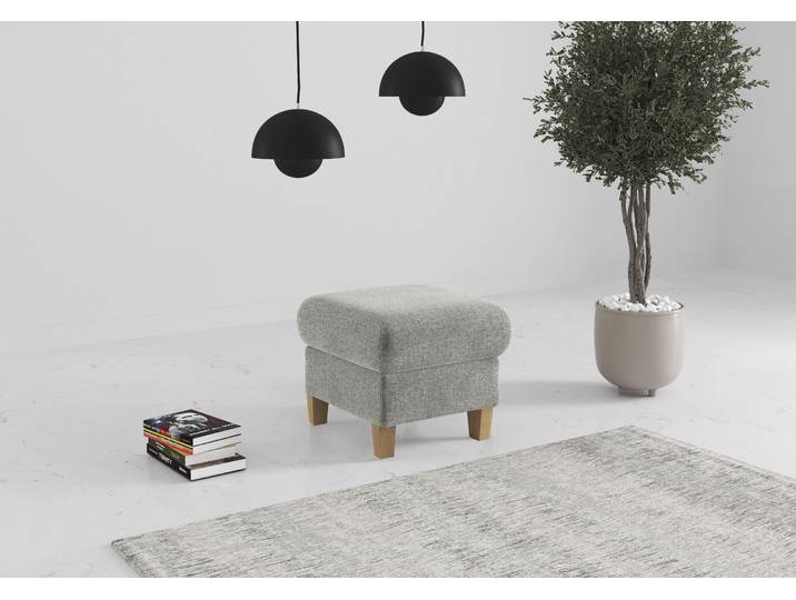 Polsterhocker OTTO HOME Glendale , grau (hellgrau), B:58cm H:48cm T:58cm, 100% Polyester, Hocker, Polsterhocker, mit Stauraum