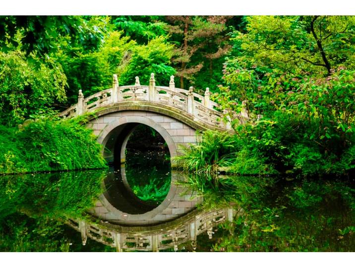 Fototapete PAPERMOON Japanese Garden , bunt, B:3,5m L:2,6m, Vlies, Tapeten, Fototapete