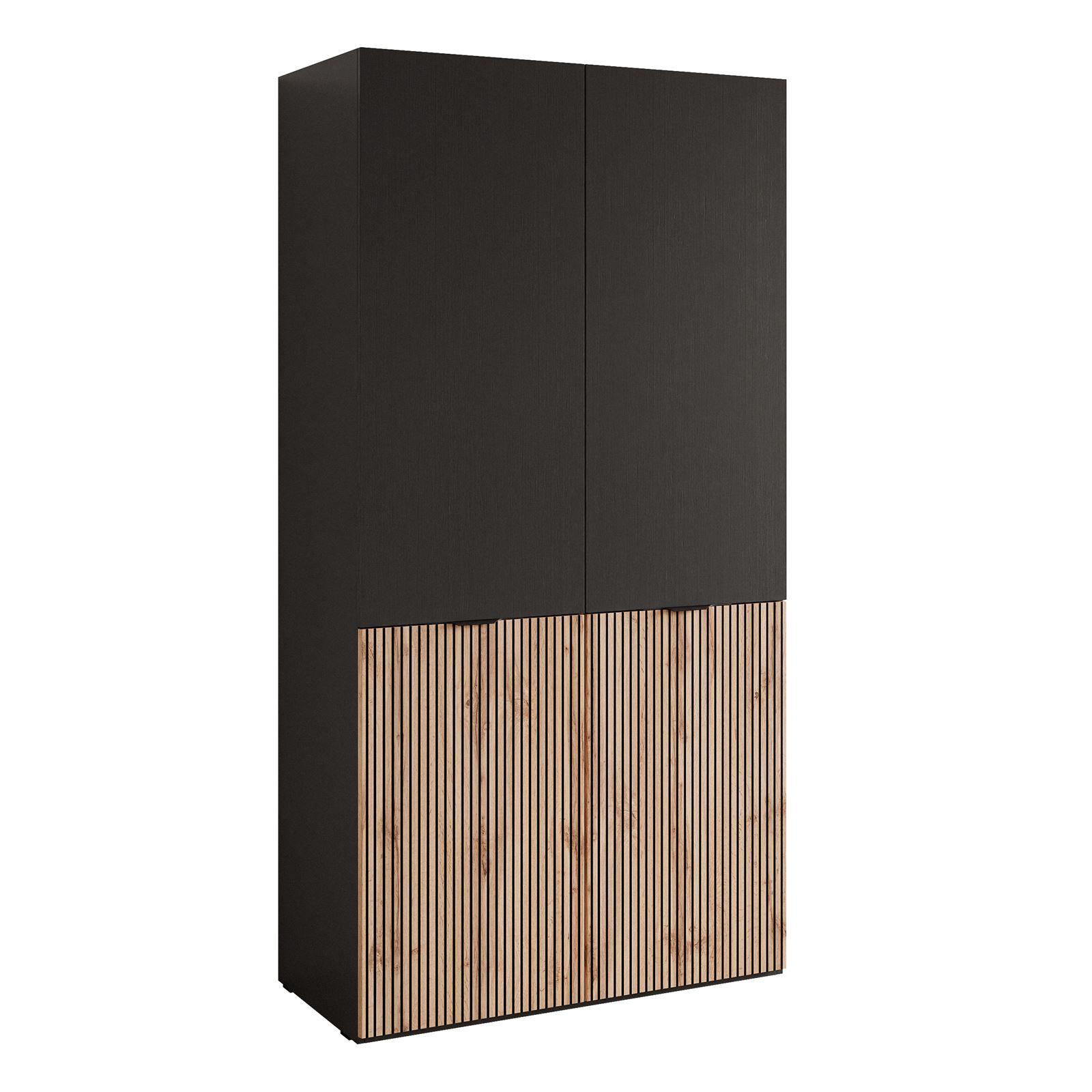 Kippschrank SANDBOX LOFT 100, mit LED Belechtung, Schwarzgraphit / Schwarzgraphit + Eiche Wotan