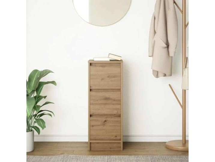 KTHLBRH Anrichte Eiche Handwerk 29,5 x 34 x 76 cm Technisches Holz 3 Schubladen, robuste Arbeitsplatte, pflegeleicht für Küche oder Bad