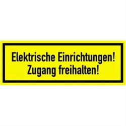 Aufkleber Elektrische Einrichtungen! Zugang freihalten!, Textschild, Folie, 210x74 mm