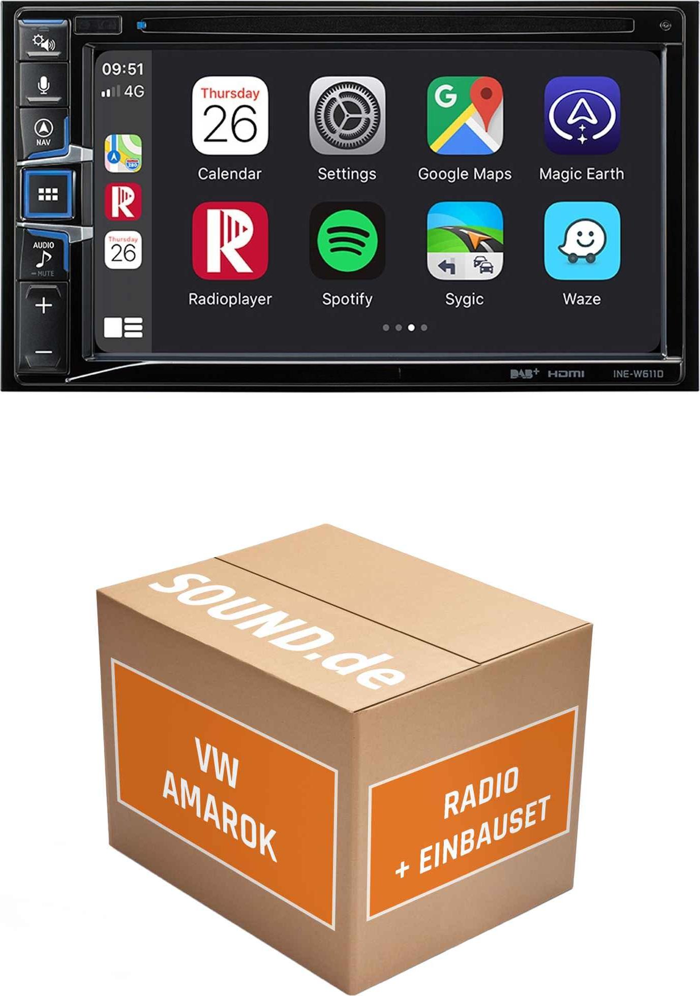 Autoradio Einbaupaket Alpine INE-W611D passend für VW Amarok | Navigationssystem CD-/DVD-Laufwerk