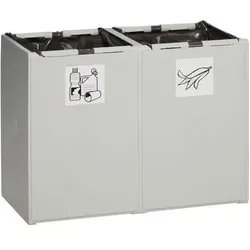 VAR Kunststoffcontainer 2-fach ohne Deckel 120 l, Abfalleimer, Grau