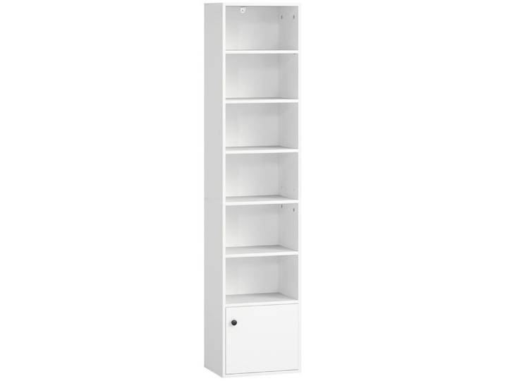 YWJ Librairie à 7 niveaux étagère moderne pour livres avec étagères ouvertes et porte 40x30x180 cm blanc