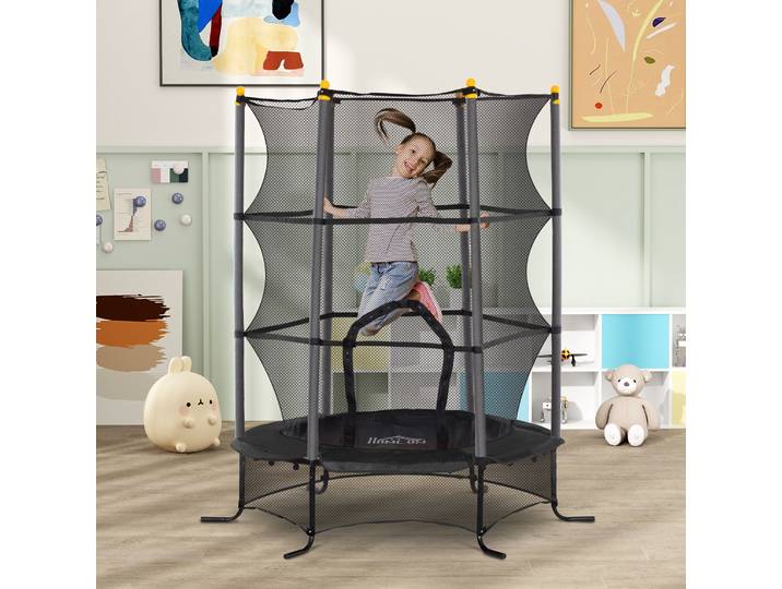 HOMCOM Trampoline Enfant Ø1,63m Filet Sécurité Noir