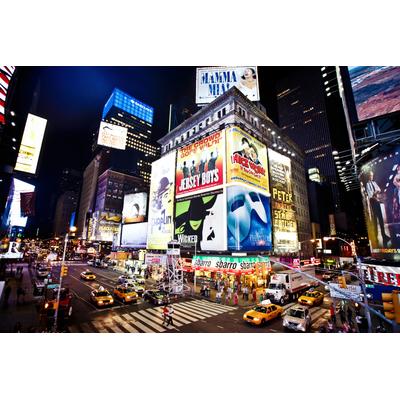 Fototapete PAPERMOON "NEW YORK-BROOKLYN BRIDGE MANHATTAN SKYLINE TIMES SQUARE", bunt, B:2m L:1,49m, Vlies, Tapeten