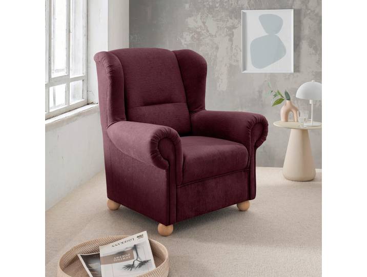 Livetastic Ohrensessel Torello, Bordeaux, Holz, Buche, Uni, 92x102x89 cm, Made in EU, erweiterbar (Typenauswahl), Wohnzimmer, Sessel, Ohrensessel