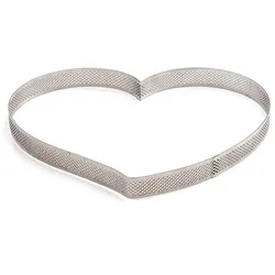 Edelstahlform für Herz-Tartelettes 18 × 16 × 3,5 cm, mikroperforiert, mit Microforata-Technologie